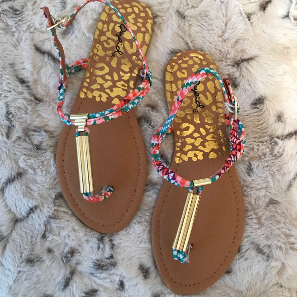 NWT Multicolor Qupid Sandals